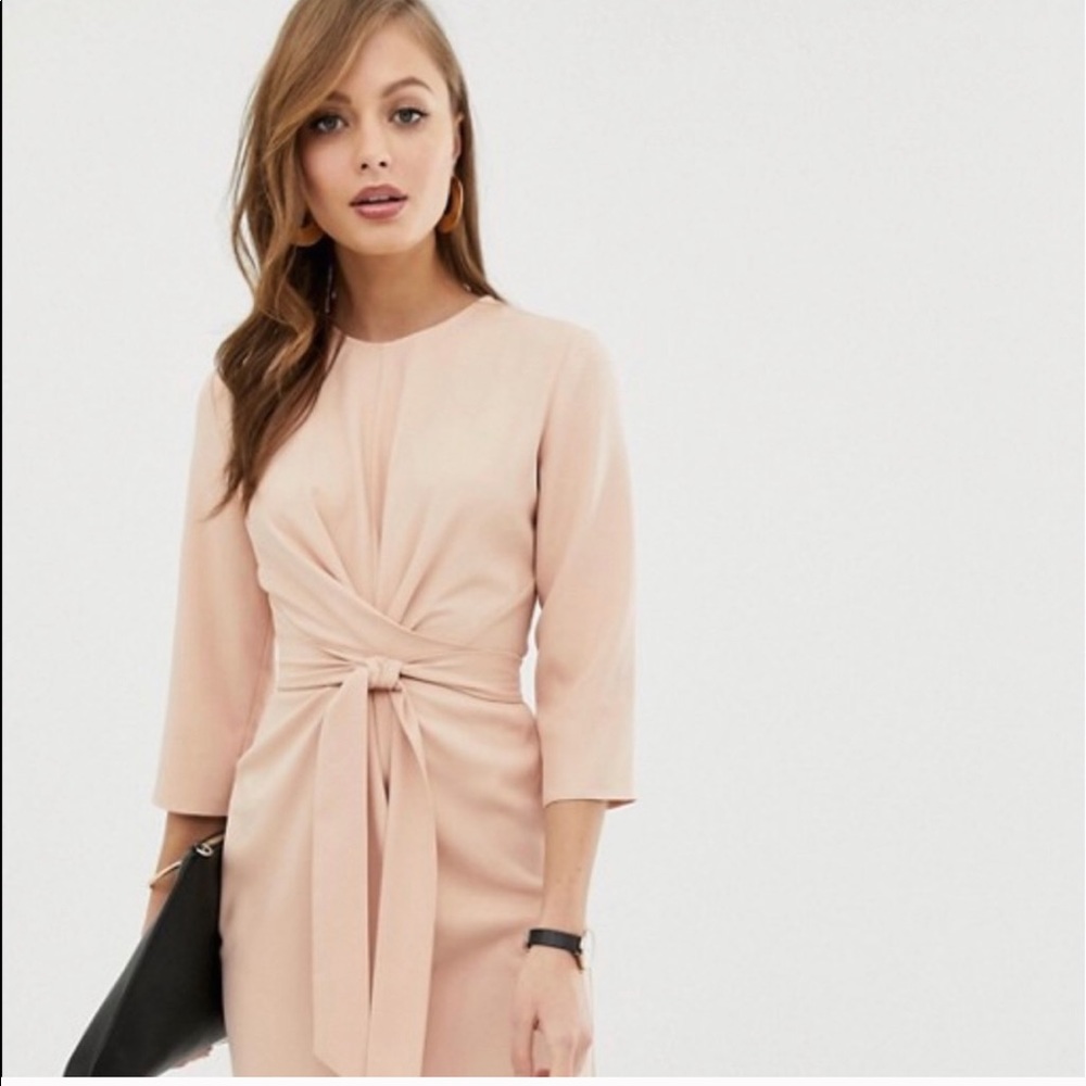 New midi Pink ASOS Wiggle Dress with 3/4 sleeves